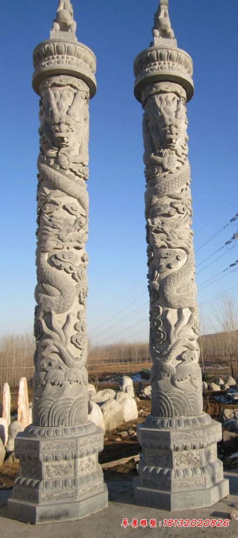 广场青石仿古华表石雕