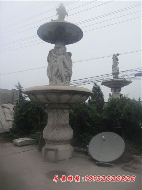 西方人物双层喷泉石雕