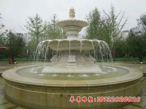 公园汉白玉双层喷泉石雕