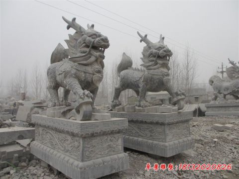 青石仿古如意麒麟石雕