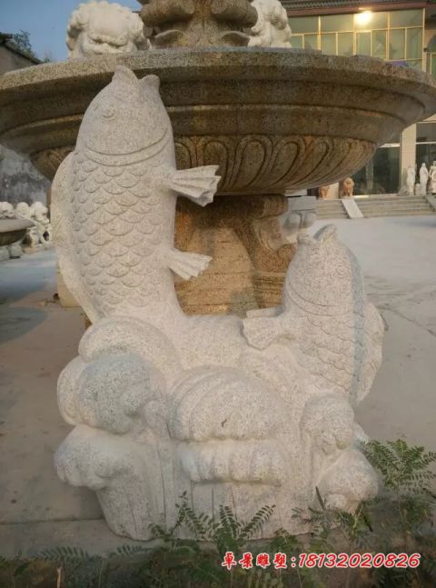 大理石喷水鱼石雕