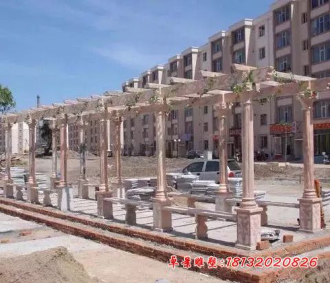 小区晚霞红走廊长廊石雕