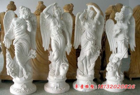 西方人物汉白玉四季神石雕