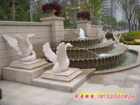 小区石雕喷水天鹅