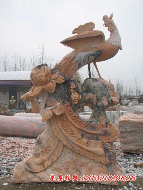 晚霞红公园凤凰石浮雕