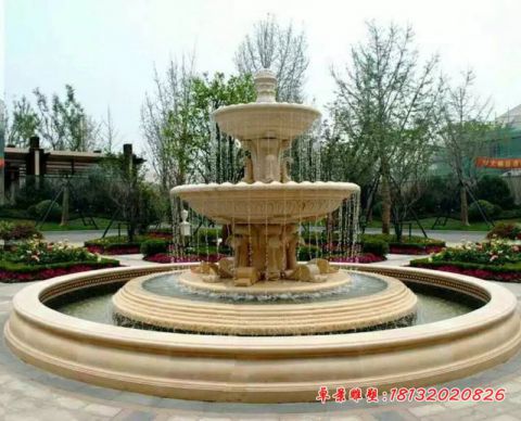 小区石雕欧式双层喷泉