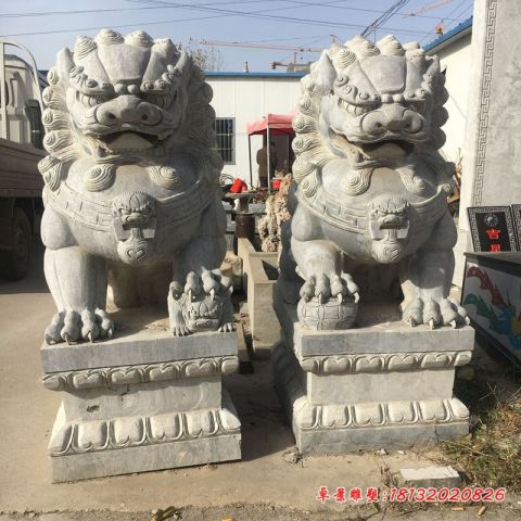 门口大理石狮子石雕