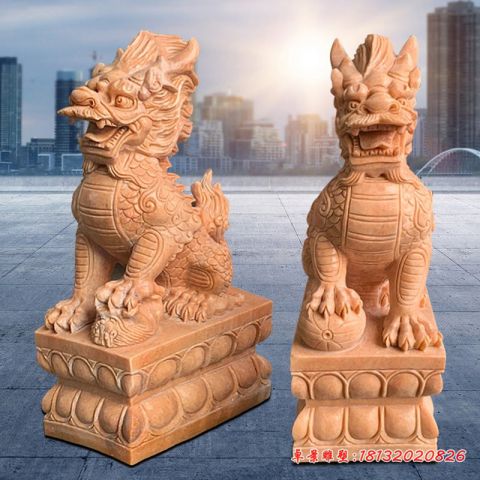 别墅门口坐式麒麟石雕