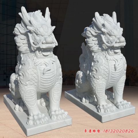 汉白玉门口麒麟石雕