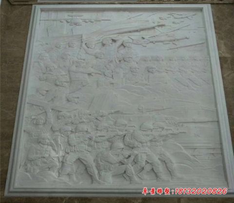 汉白玉军人石浮雕