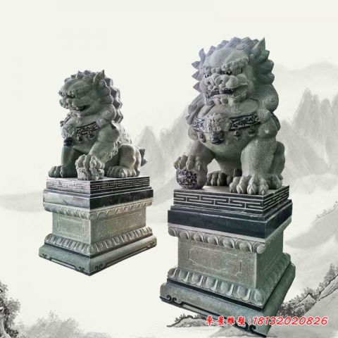 门口大理石坐式狮子石雕