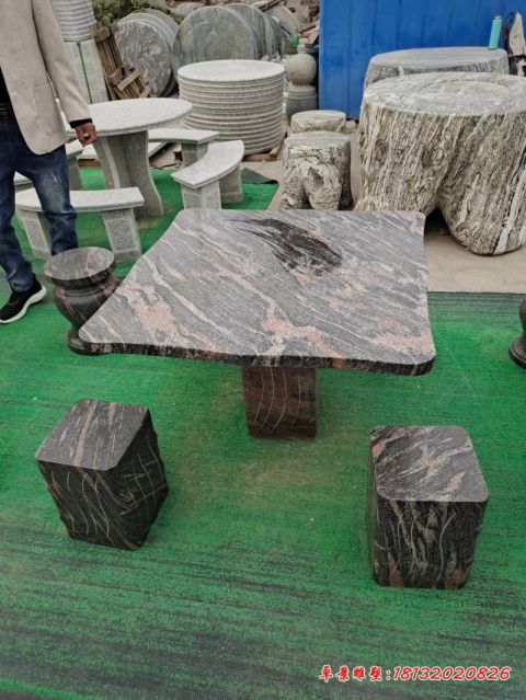 公园大理石方形桌凳石雕