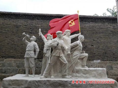 景区人物八路军石雕