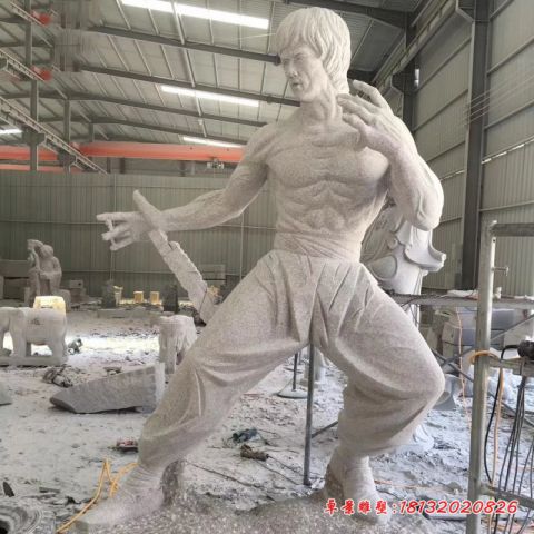 大理石名人李小龙石雕