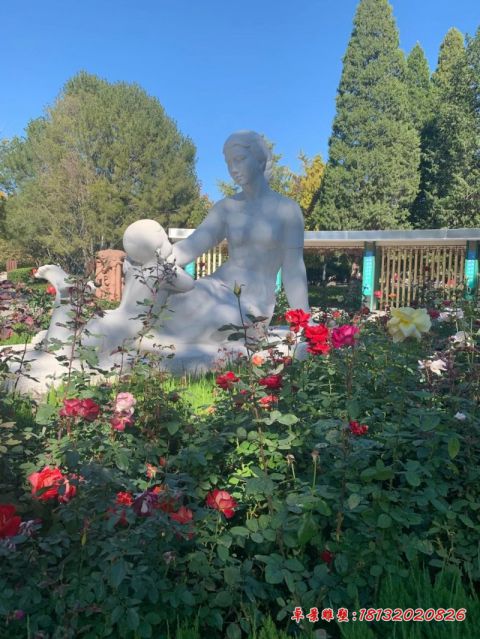 汉白玉母子人物石雕