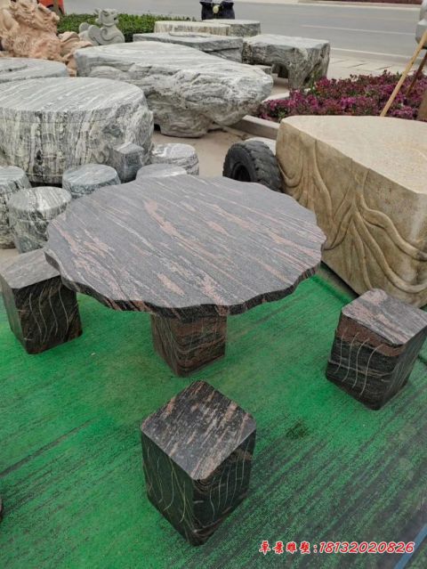 小区大理石桌凳石雕