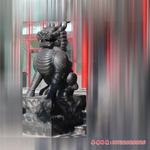 企业门口麒麟石雕