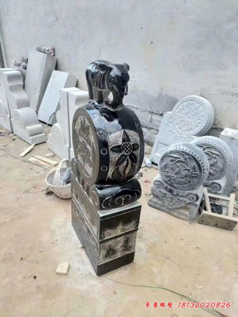 大理石如意大象石门墩