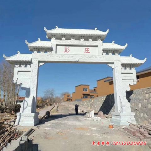 汉白玉单门五楼牌坊石雕