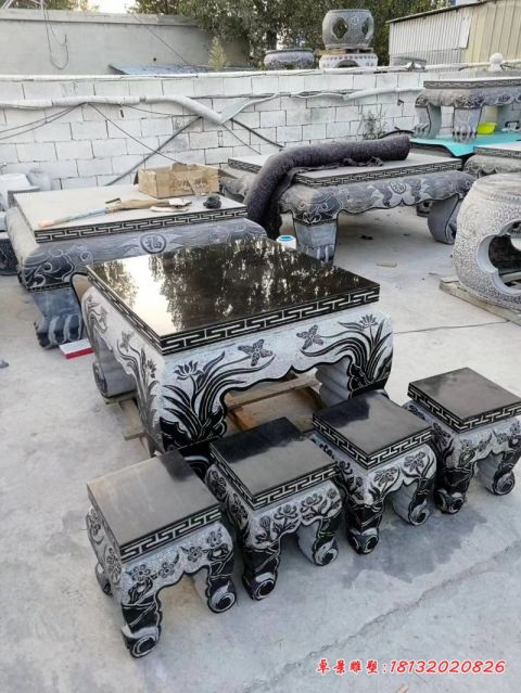 方形公园石桌凳