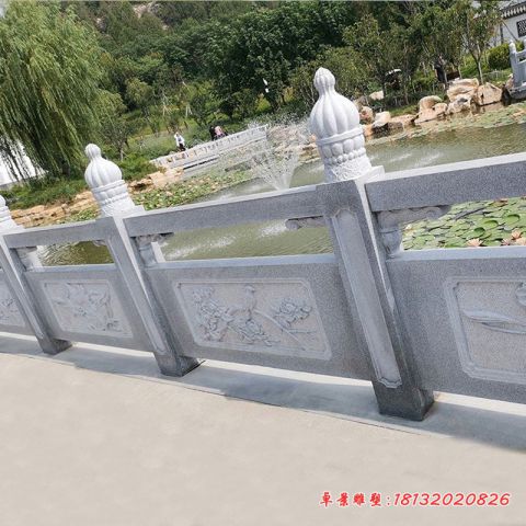公园喜上眉梢浮雕石栏板
