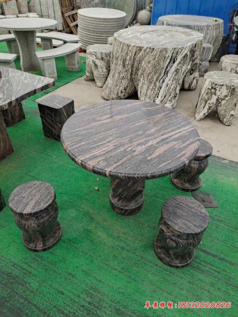 公园大理石圆形桌凳