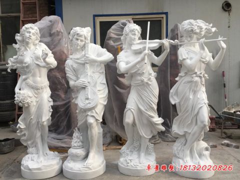 汉白玉吹拉弹唱西方人物石雕