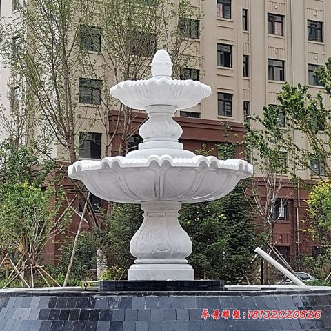 小区大理石两层石雕喷泉