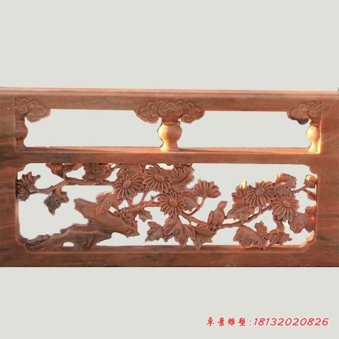 晚霞红镂空栏板石雕