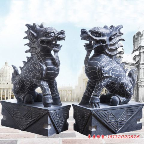 仿古坐式麒麟石雕