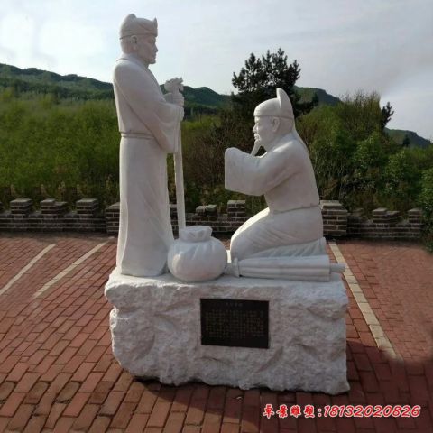 二十四孝人物弃官寻母石雕