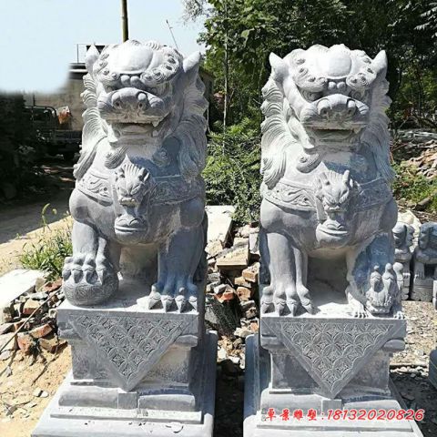青石仿古门口狮子石雕
