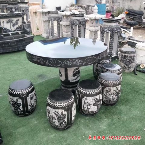 小区青石石桌凳