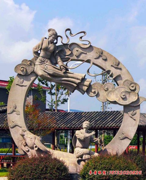 景区神话故事牛郎织女石雕