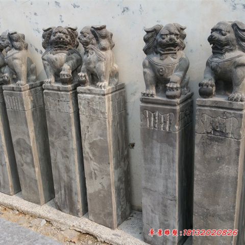狮子拴马柱石雕