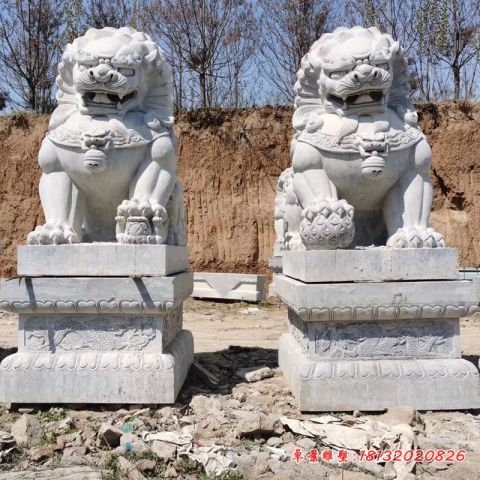 门前大理石狮子石雕