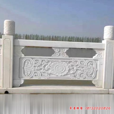 公园汉白玉花朵浮雕栏板石雕