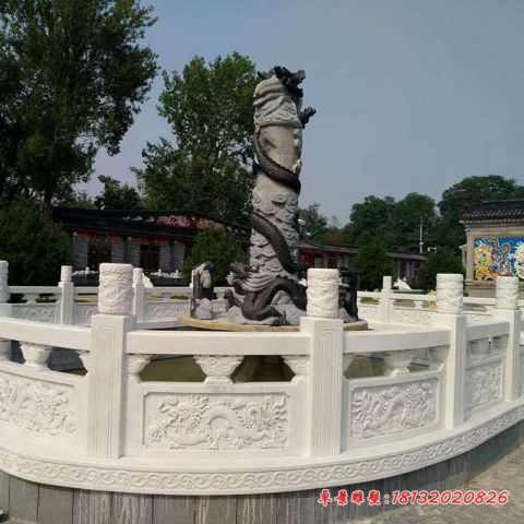 汉白玉龙浮雕石栏板