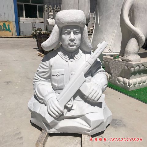 汉白玉名人雷锋胸像石雕