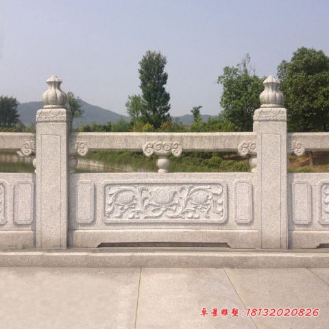 莲花浮雕河道石栏板