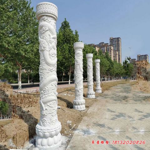 景区汉白玉龙柱石雕