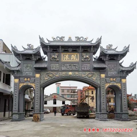 小区大理石拱门牌坊石雕