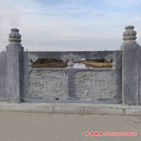 公园青石栏板石雕