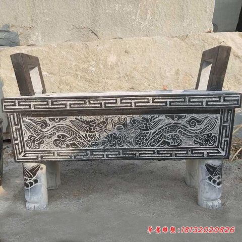 双龙戏珠浮雕香炉石雕