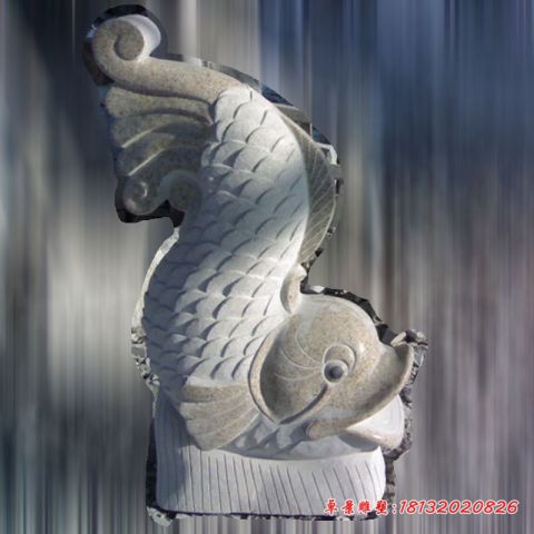 小区大理石喷水鱼石雕