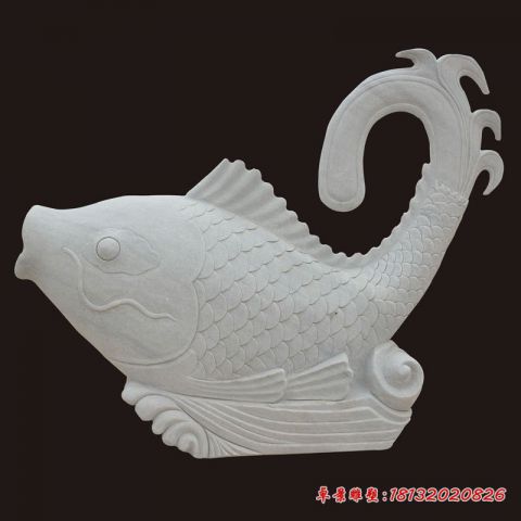 汉白玉喷水石雕鱼