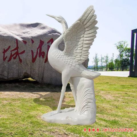 公园石雕动物大理石仙鹤