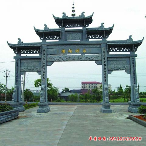 三门五楼祠堂牌坊石雕