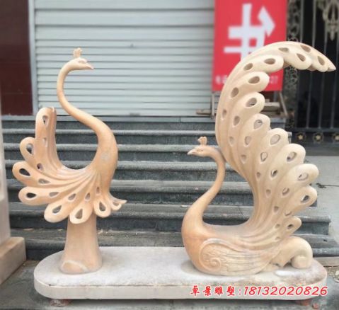 晚霞红动物抽象孔雀石雕