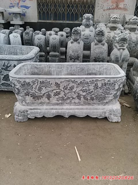 庭院青石仿古方形水缸